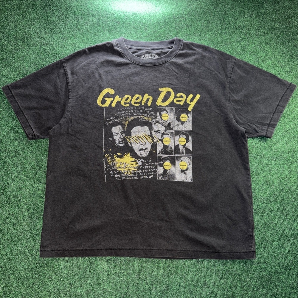 Green Day Graphic T Shirt Men's Size Large Black T Shirt Grunge Y2K